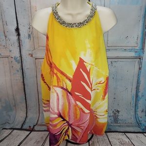 Jennifer Lopez floral top rhinestone collar XL